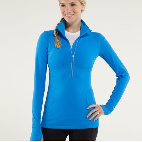 RARE Lululemon 10 Star Runner 1/2 Zip L/S Cornflower Blue RULU Ruffles Mesh - Picture 6 of 16